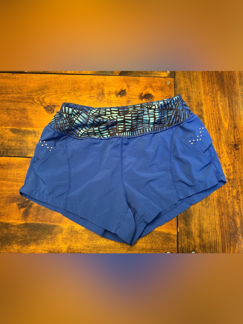 Zella Royal Blue Athletic Shorts with Patterned Waistband